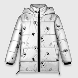 Куртка зимняя женская Паттерн - кошачьи лапки 3D, цвет: 3D-красный