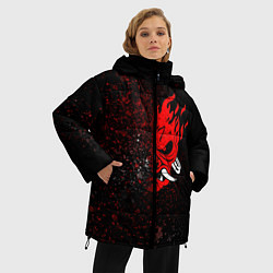 Куртка зимняя женская SAMURAI CYBERPUNK 2077 КИБЕРПАНК 2077 БРЫЗГИ, цвет: 3D-красный — фото 2