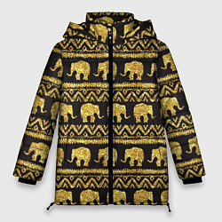 Куртка зимняя женская Золотые слоны, цвет: 3D-черный