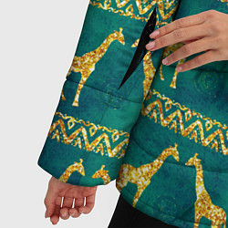 Куртка зимняя женская Золотые жирафы паттерн, цвет: 3D-светло-серый — фото 2