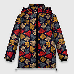 Куртка зимняя женская Карточные Масти Cards, цвет: 3D-черный
