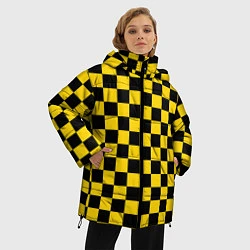 Куртка зимняя женская Такси Шахматные Клетки, цвет: 3D-светло-серый — фото 2