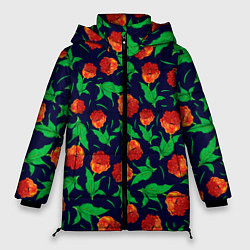 Женская зимняя куртка Тюльпаны Весенние цветы