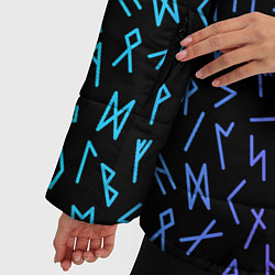 Куртка зимняя женская Рунический алфавит Neon pattern, цвет: 3D-красный — фото 2