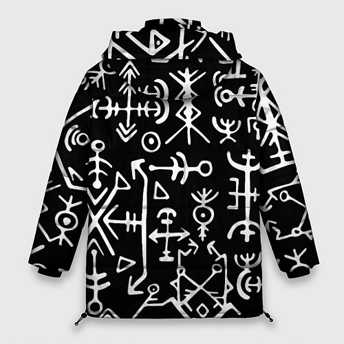 Женская зимняя куртка Древние руны Паттерн / 3D-Черный – фото 2