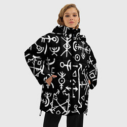 Куртка зимняя женская Древние руны Паттерн, цвет: 3D-черный — фото 2