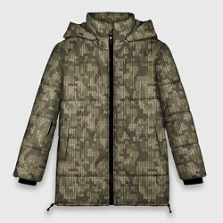 Куртка зимняя женская Вязаный Лесной Камуфляж, цвет: 3D-светло-серый