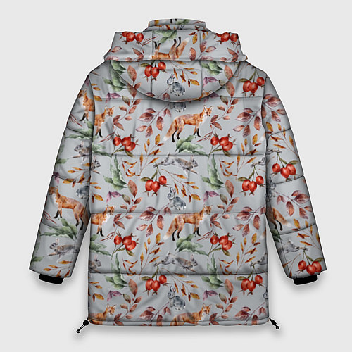 Женская зимняя куртка Лисы и лесные ягоды / 3D-Черный – фото 2