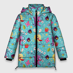 Куртка зимняя женская Веселые чудики детский клипарт, цвет: 3D-красный
