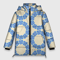 Куртка зимняя женская Круговой орнамент из цветка, цвет: 3D-черный