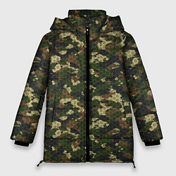 Куртка зимняя женская Камуфляж лесной с высокотехнологичной гексагональн, цвет: 3D-черный