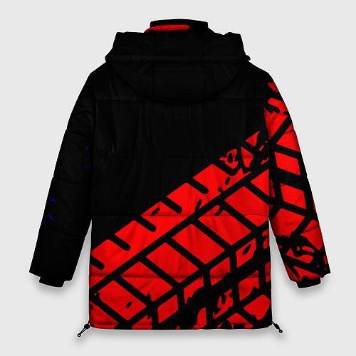Женская зимняя куртка SUZUKI следы шин / 3D-Красный – фото 2