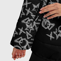 Куртка зимняя женская Абстракция ,серебряный геометрический узор, цвет: 3D-черный — фото 2