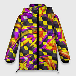 Куртка зимняя женская Черно-желтые кубы, цвет: 3D-черный