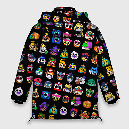 Женская зимняя куртка Значки на скины Бравл Старс Brawl Черный Пины / 3D-Черный – фото 2