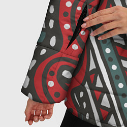 Куртка зимняя женская Узор абстракция Рисунок от руки в стиле дудл Красн, цвет: 3D-светло-серый — фото 2
