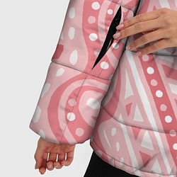 Куртка зимняя женская Абстракция в стиле дудл Розовый и белый цвета Лини, цвет: 3D-светло-серый — фото 2