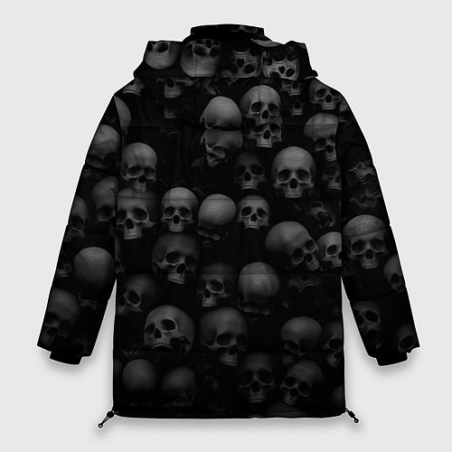 Женская зимняя куртка Черепа на черном фоне паттерн / 3D-Черный – фото 2