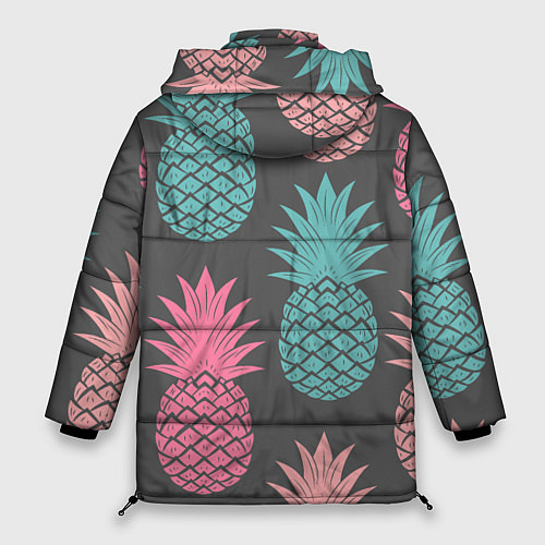 Женская зимняя куртка Большие неоновые ананасы / 3D-Черный – фото 2