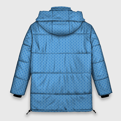 Женская зимняя куртка Вязаный узор голубого цвета / 3D-Черный – фото 2