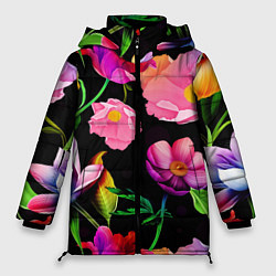 Куртка зимняя женская Цветочный узор Floral pattern, цвет: 3D-красный