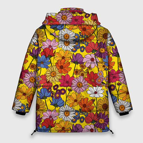 Женская зимняя куртка Цветочки-лютики на желтом фоне / 3D-Светло-серый – фото 2