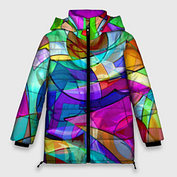Куртка зимняя женская Геометрический паттерн Абстракция, цвет: 3D-красный