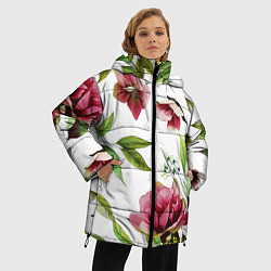 Куртка зимняя женская Цветы Воздушные, цвет: 3D-черный — фото 2