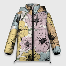 Женская зимняя куртка Цветы Винтажный Букет