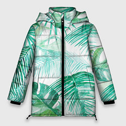 Женская зимняя куртка Цветы Тропическая Акварель