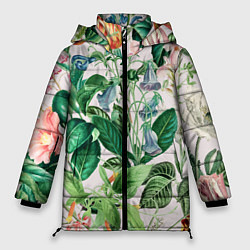 Куртка зимняя женская Цветы Яркое Лето, цвет: 3D-черный