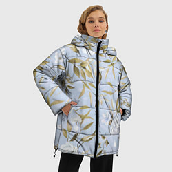 Куртка зимняя женская Цветы Золотые Листья, цвет: 3D-красный — фото 2