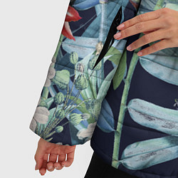 Куртка зимняя женская Цветы Синие Ботанические, цвет: 3D-красный — фото 2