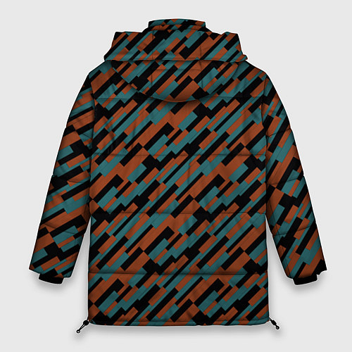 Женская зимняя куртка Разноцветные прямоугольники абстракция / 3D-Черный – фото 2