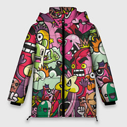 Куртка зимняя женская Веселые монстрики - чудики, цвет: 3D-светло-серый