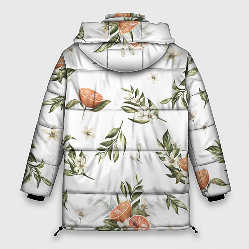 Женская зимняя куртка Цветы Цитрусовых Мандарин / 3D-Черный – фото 2