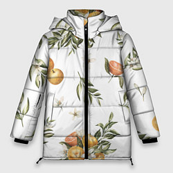 Куртка зимняя женская Цветы и Мандарин, цвет: 3D-черный