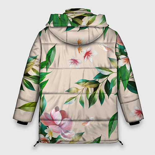 Женская зимняя куртка Цветы Летние / 3D-Черный – фото 2