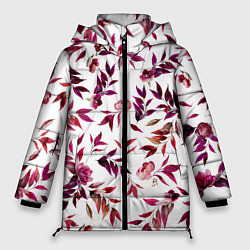 Куртка зимняя женская Цветы Летние Розовые, цвет: 3D-красный