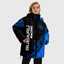 Куртка зимняя женская СУБАРУ Racing Следы, цвет: 3D-черный — фото 2