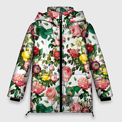 Женская зимняя куртка Узор из летних роз Summer Roses Pattern