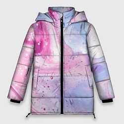 Женская зимняя куртка Абстрактные краски голубой, розовый