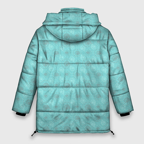 Женская зимняя куртка Морские раковины наутилус на бирюзовом фоне / 3D-Черный – фото 2
