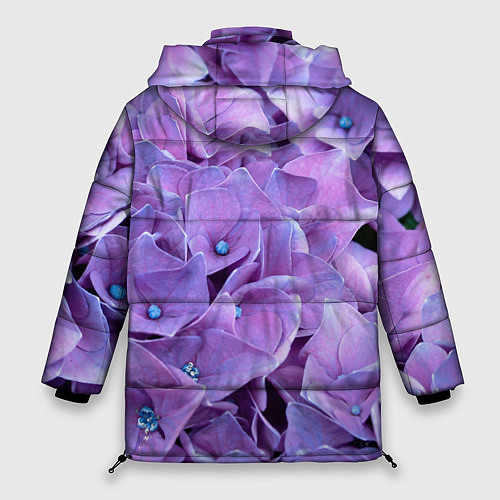 Женская зимняя куртка Фиолетово-сиреневые цветы / 3D-Черный – фото 2