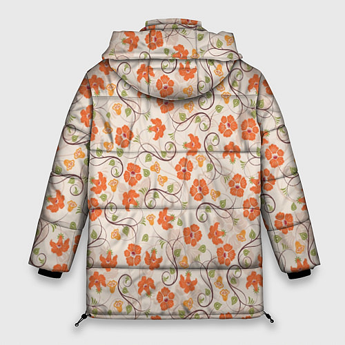Женская зимняя куртка Оранжевый вьюнок / 3D-Черный – фото 2
