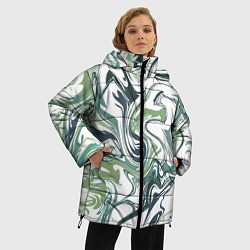 Куртка зимняя женская Зеленый мрамор Абстрактный узор с прожилками и раз, цвет: 3D-светло-серый — фото 2