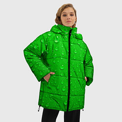 Куртка зимняя женская Зеленый фон с росой, цвет: 3D-красный — фото 2