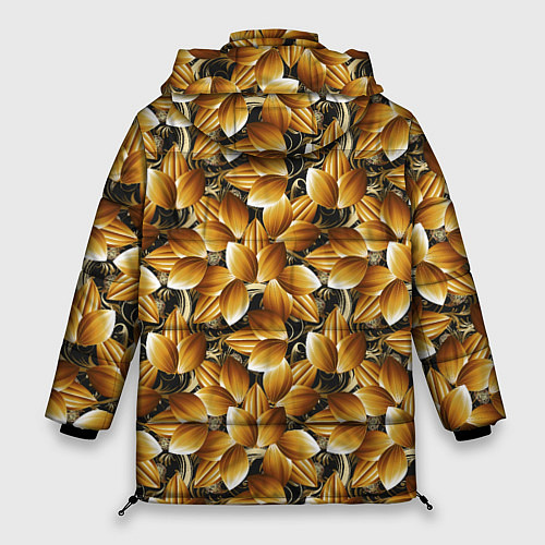 Женская зимняя куртка Объемные желтые листья / 3D-Черный – фото 2