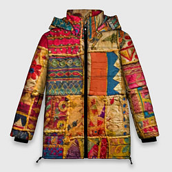 Куртка зимняя женская Пэчворк Лоскутное одеяло Patchwork Quilt, цвет: 3D-черный