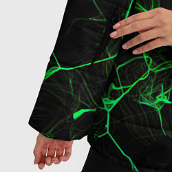 Куртка зимняя женская Абстракция - Черно-зеленый фон - дым, цвет: 3D-светло-серый — фото 2